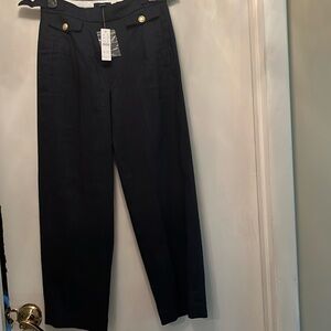 NWT, Jcrew, 0P, Mario Bellucci navy linen suit pant, small coin patch pocket